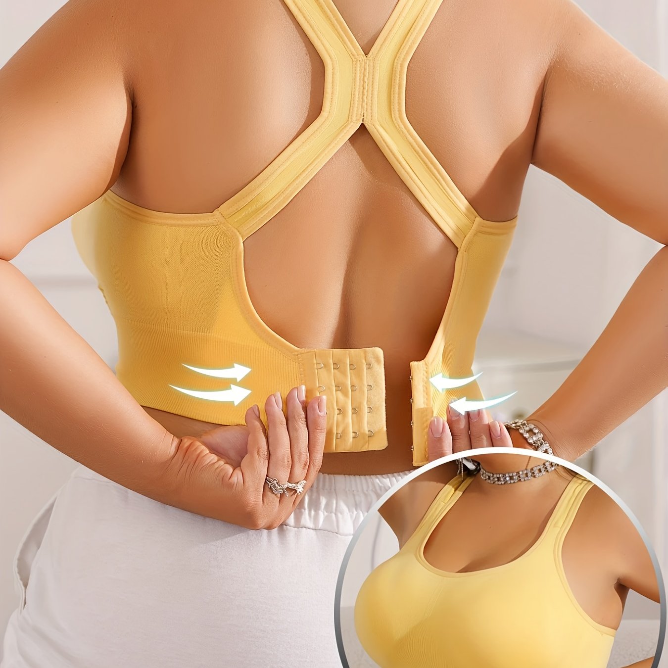 Ayollar uchun tikimsiz yuqori ta'sirli sport brasi katta o'lcham ko'p rangli nafas oluvchi nylon