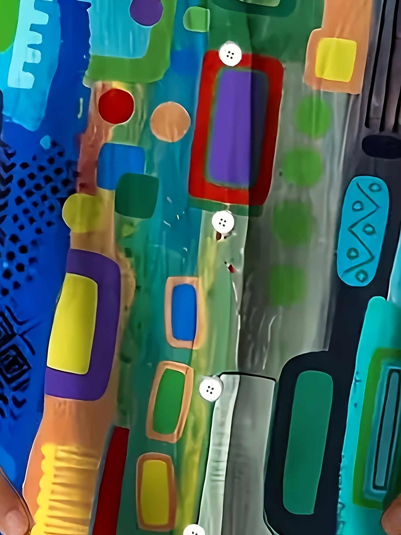 Plus o'lchamli ayollar uchun qisqa sleeve bluz, jonli raqamli bosma, rang-barang abstrakt