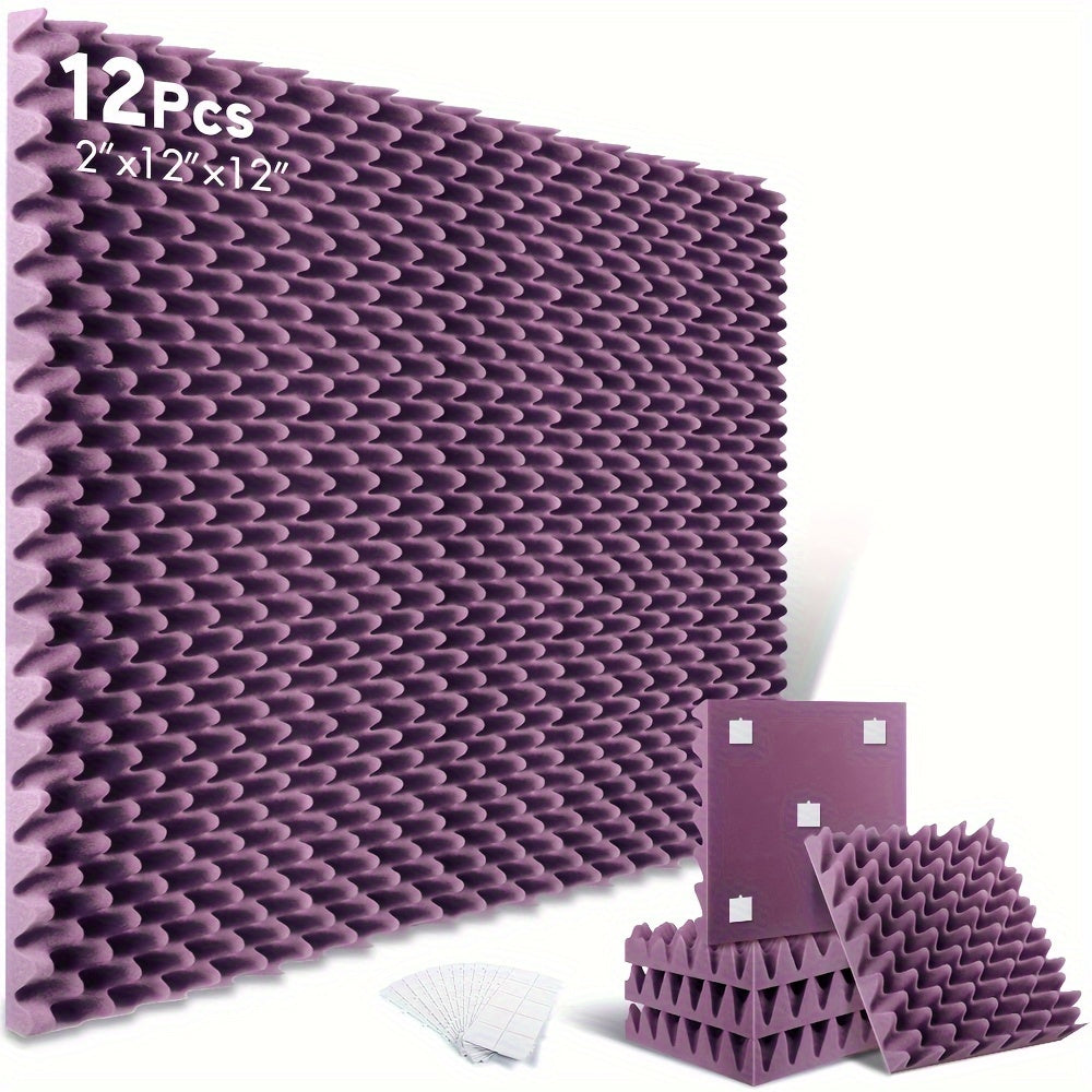 12 Pack Acoustic Foam Panels 30x30x5cm Soundproof Egg Crate Wall Sound Absorbing Sponge
