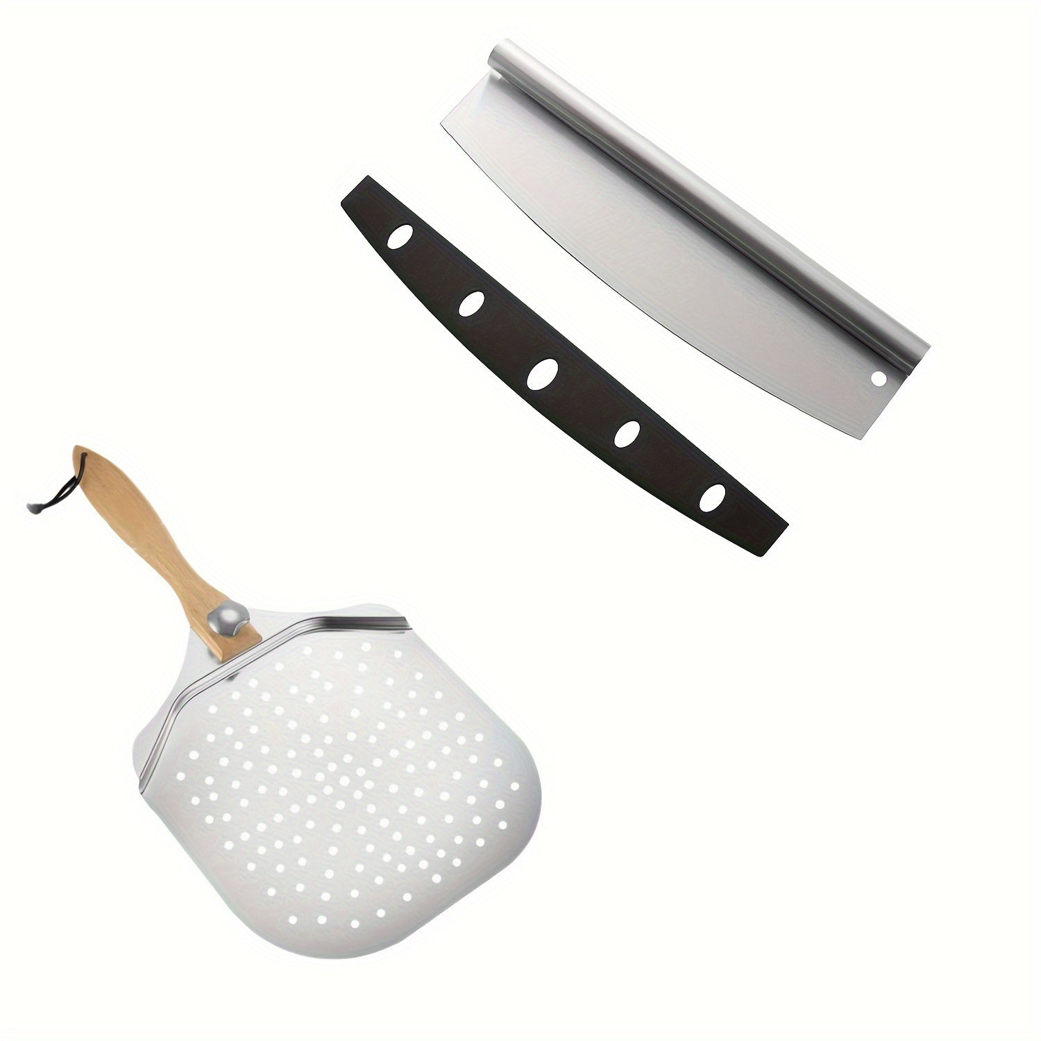 Набор инструментов для пиццы из высококачественной нержавеющей стали 304, включая основу для пиццы, деревянную ручку для корки пиццы, лопатку и нож, подходит как для домашних, так и для уличных печей.
