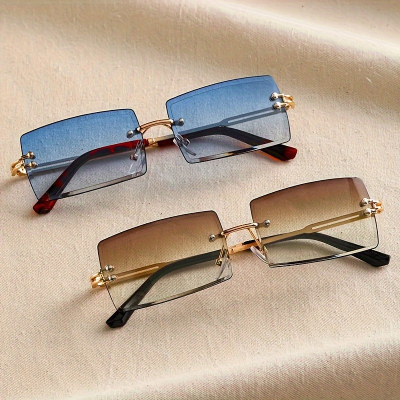 Erkaklar uchun to'rtburchak ramkasiz shisha to'plami, zamonaviy va vaqt o'tmas ko'zoynaklar