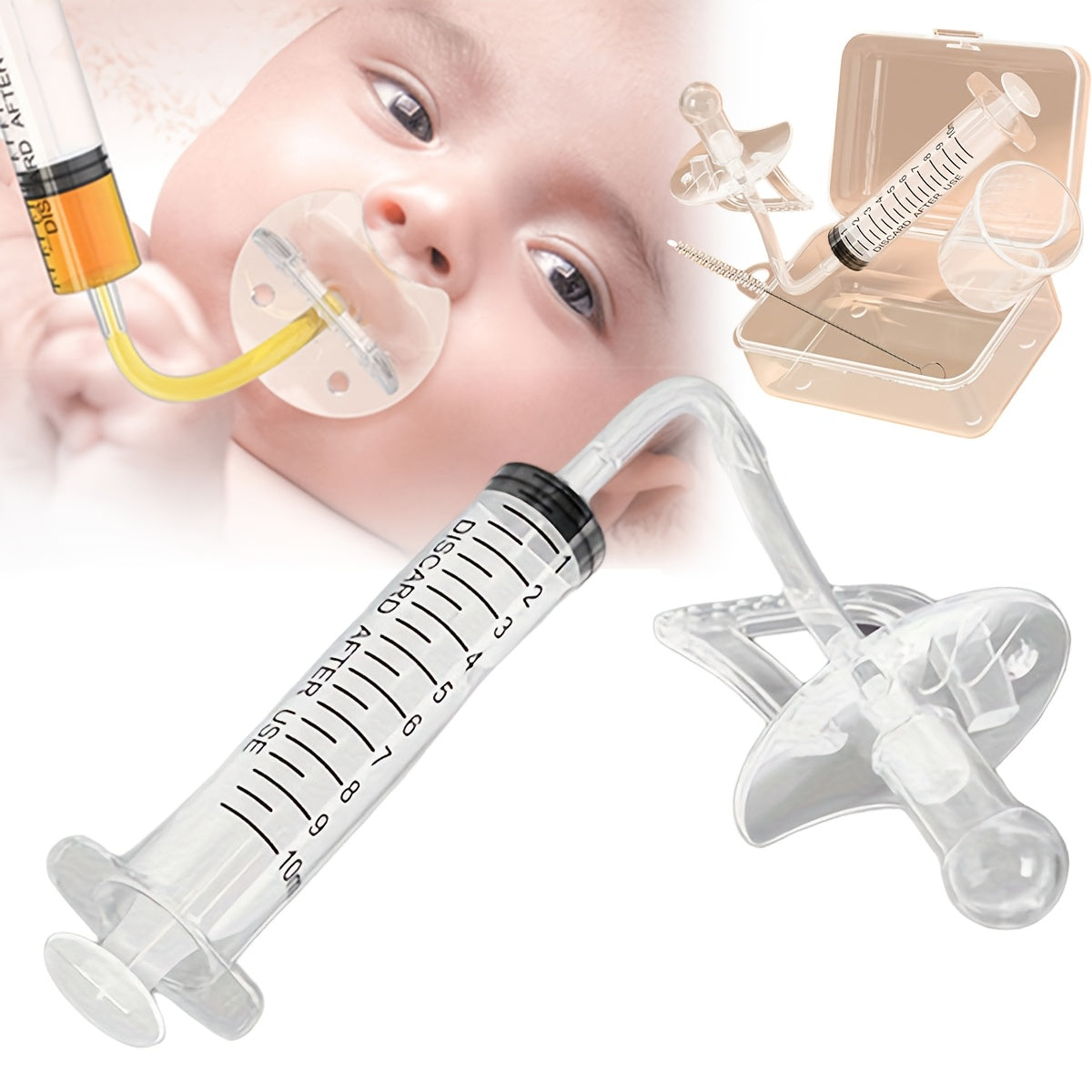 Silicone Medicine Dispenser Set with Pacifier Dropper for Ages 3+ BPA-Free Transparent Feeding Tube