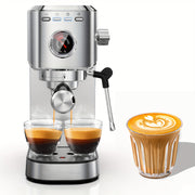 Stainless Steel Espresso Coffee Maker with 20 Bar Pump Digital Touch Screen Milk Frother for Home Office RV