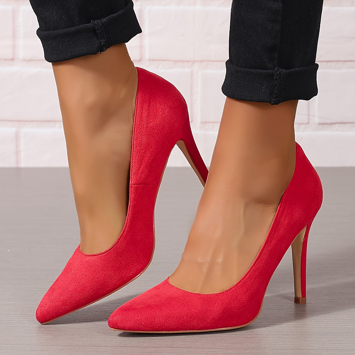 Women's Pointed Toe Slip-On Stilettos Solid Color High Heels for Office and Formal Wear