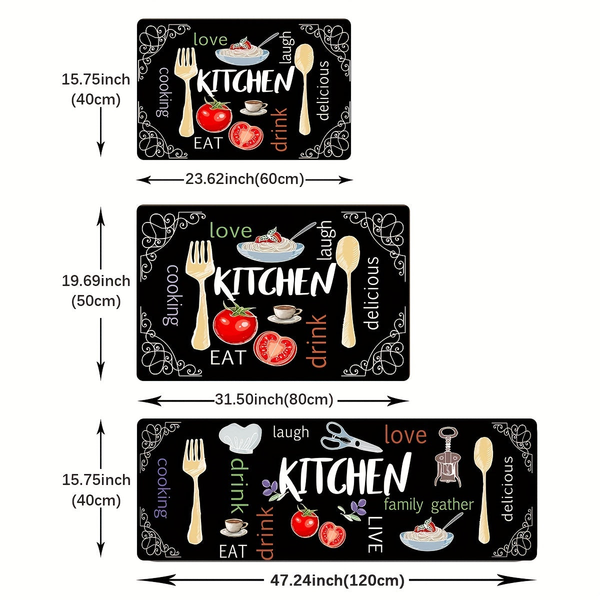 Stain Resistant Memory Foam Kitchen Rug Waterproof Absorbent Non-Slip