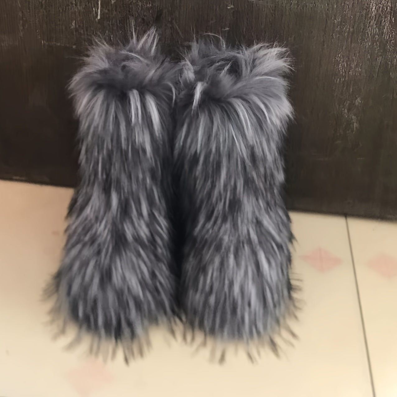 Women's Faux Fur Winter Boots Slip-On Snow Boots White Cozy Warm