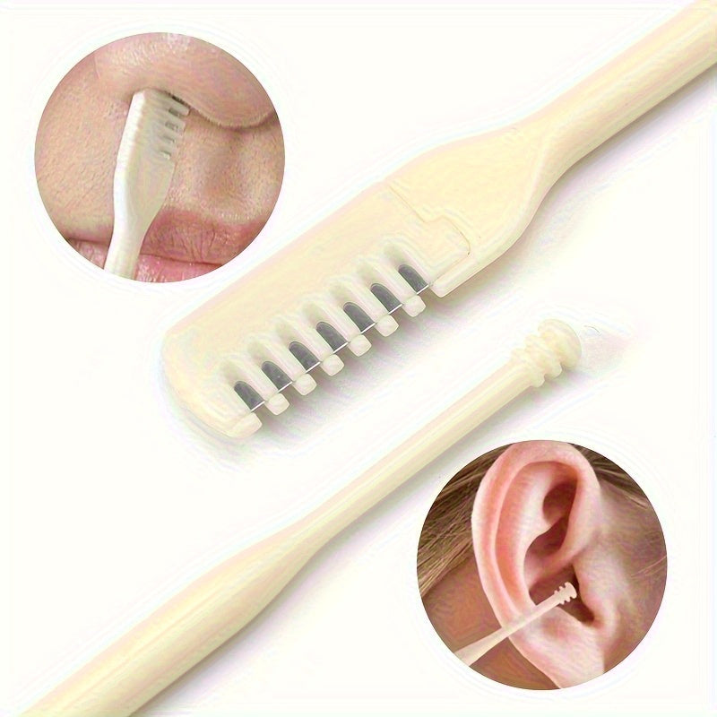 Kit de recortador y limpiador de vello nasal giratorio de acero inoxidable de 360° para hombre y mujer