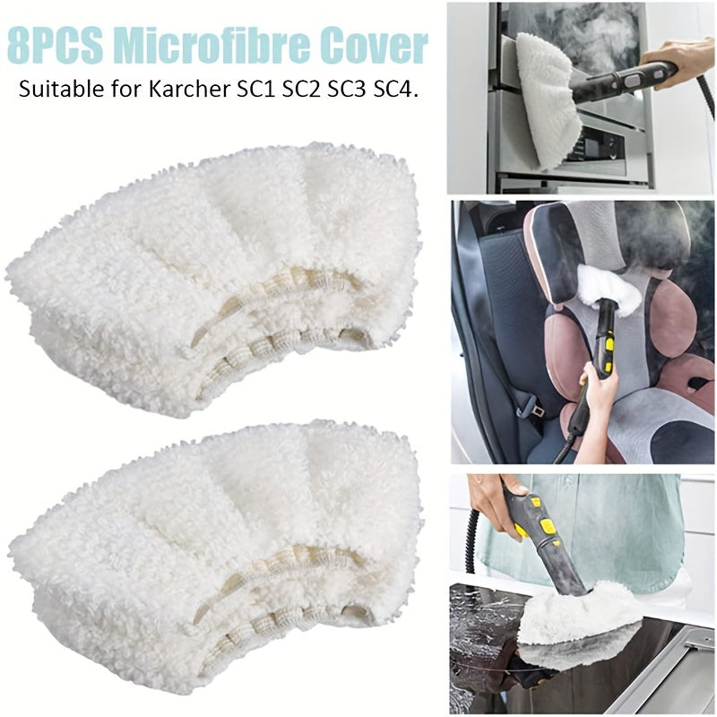8 Reusable Microfiber Steam Mop Pads for Floor Cleaning White 8 Pieces