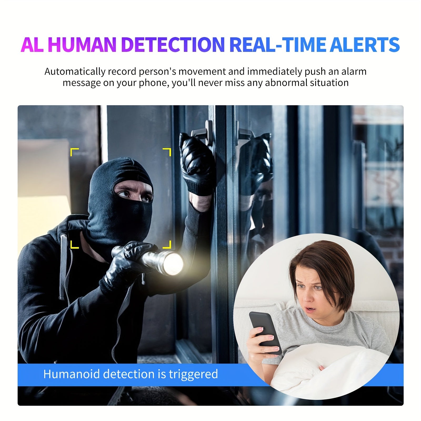 WiFi Security Camera with Night Vision Mobile App Remote Monitoring Self-Adhesive Non-Waterproof