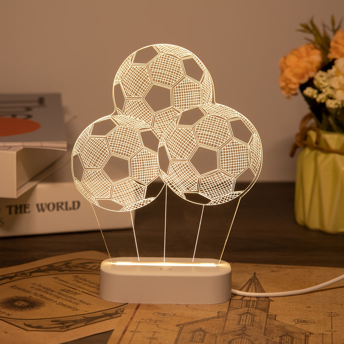 Soccer Ball Night Light USB Powered for Modern Living Room and Bedroom Decor