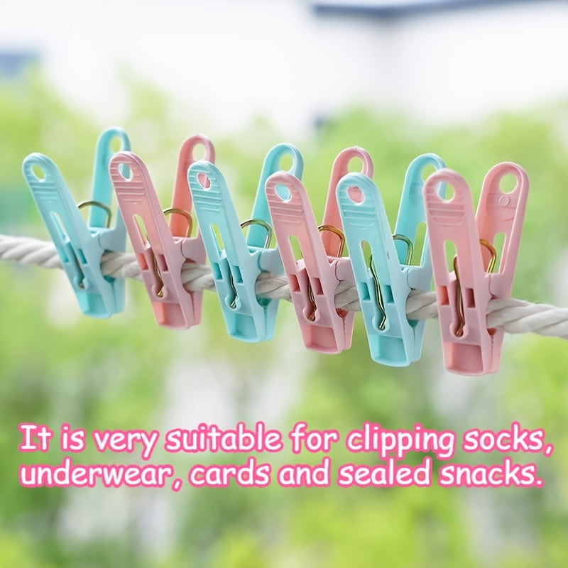 Set de pinzas de ropa de plástico mini con cesta de almacenamiento para secar calcetines y artículos del hogar