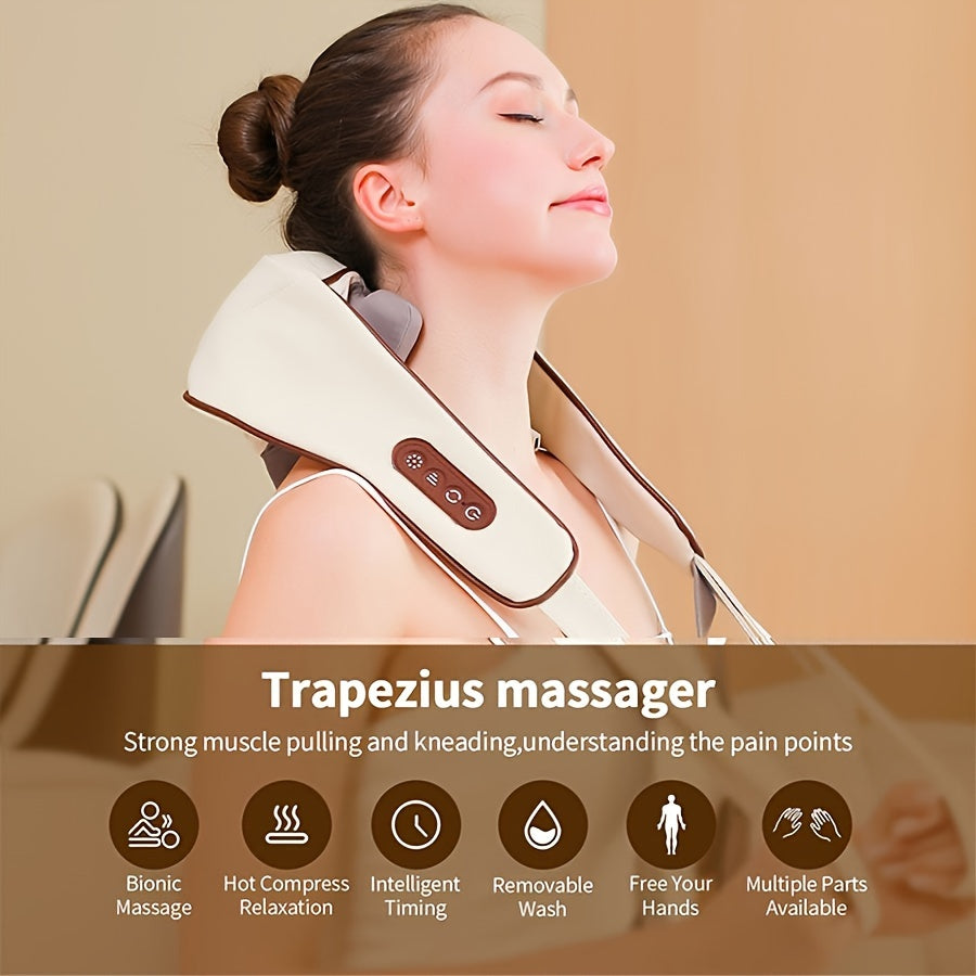 Cordless Neck and Shoulder Massager with Heating and Deep Muscle Relaxation