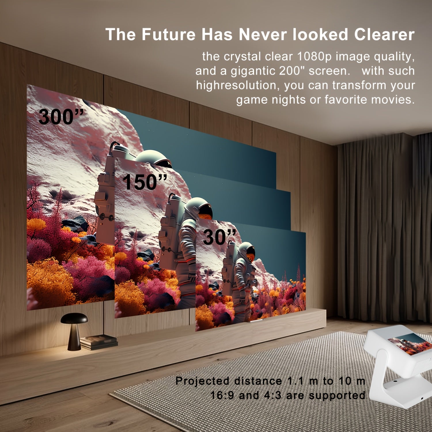 Portativ 1080P Aqlli proyektor 8 dyuymli sensorli ekran 4K qo'llab-quvvatlash WiFi6