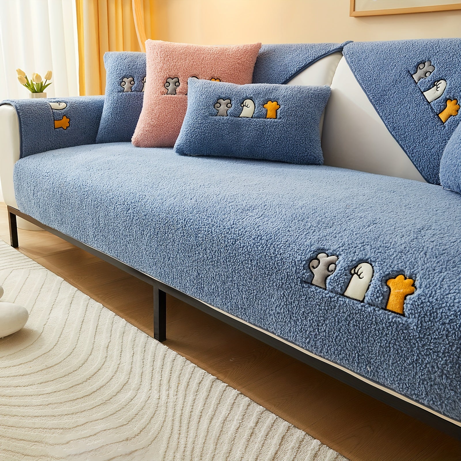 Плюшевый чехол на диван Sherpa, противоскользящий, защитный чехол для мебели для домашних животных для гостиной