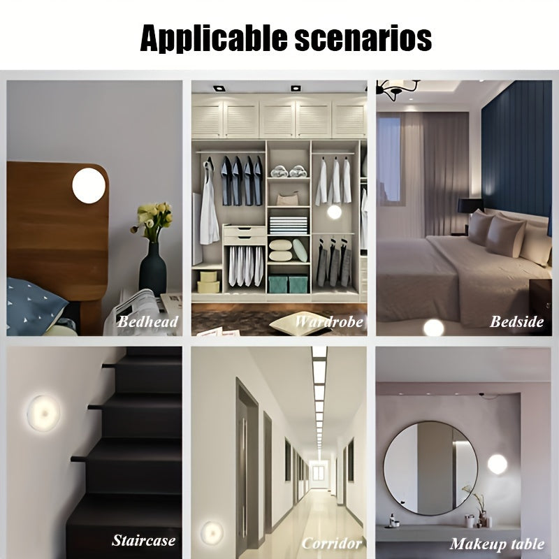 3-Pack Motion Sensor Night Lights Indoor USB Rechargeable Dimmable LED