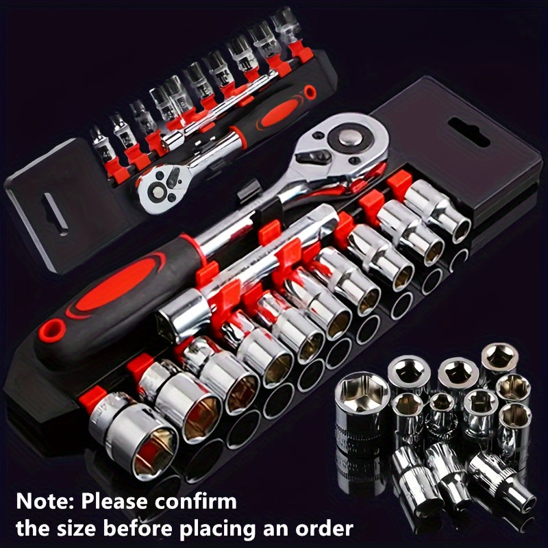 12 Piece Steel Ratchet Socket Wrench Set with 10 Sockets and Extension