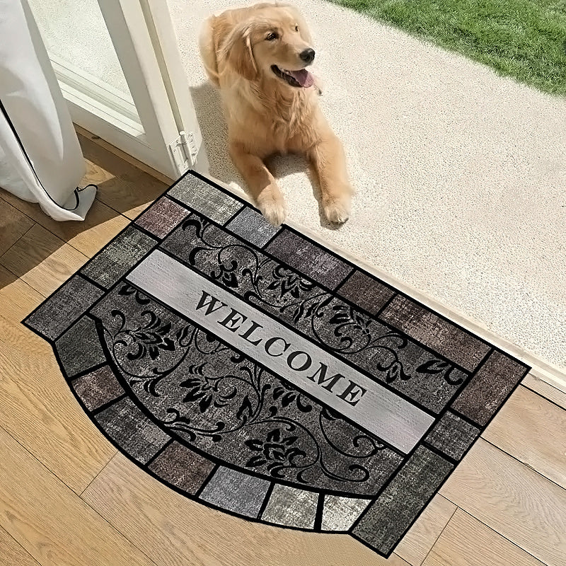Retro-Inspired Door Mat Non-Slip Backing Welcome Rug for Home Decor