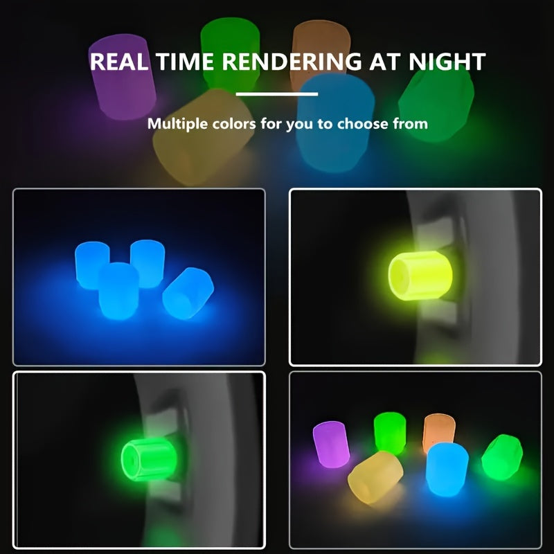 16 Pack Glow in Dark Tire Valve Stem Caps Plastic Multi-Color Car Motorcycle SUV Truck