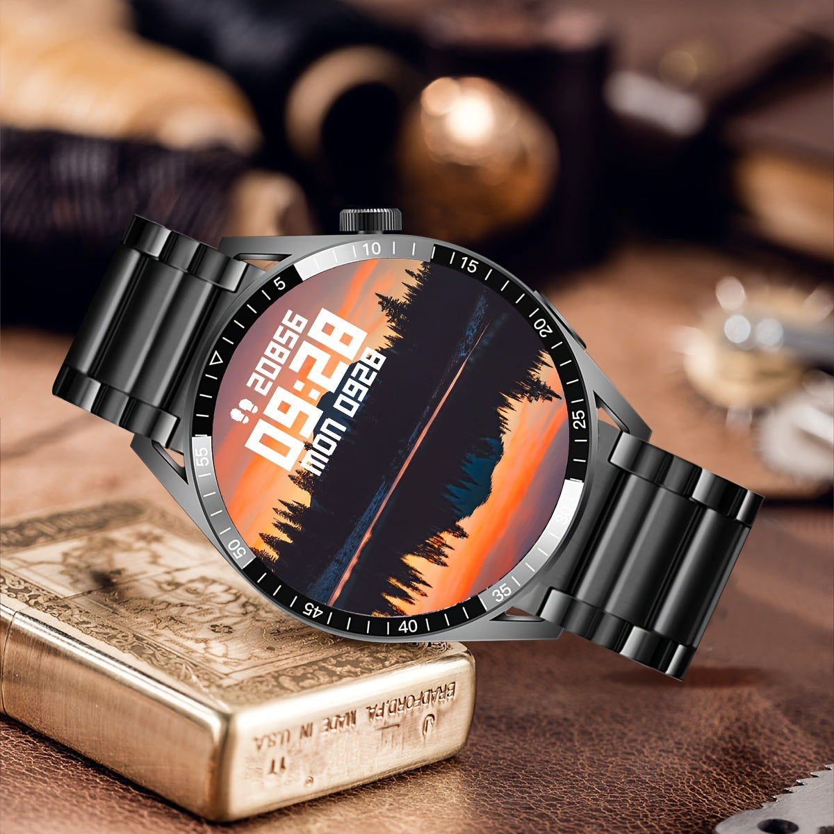 Мужские умные часы с TFT-дисплеем, стальной ремешок, беспроводная связь 5.3, оповещения о звонках и сообщениях, спортивный трекер