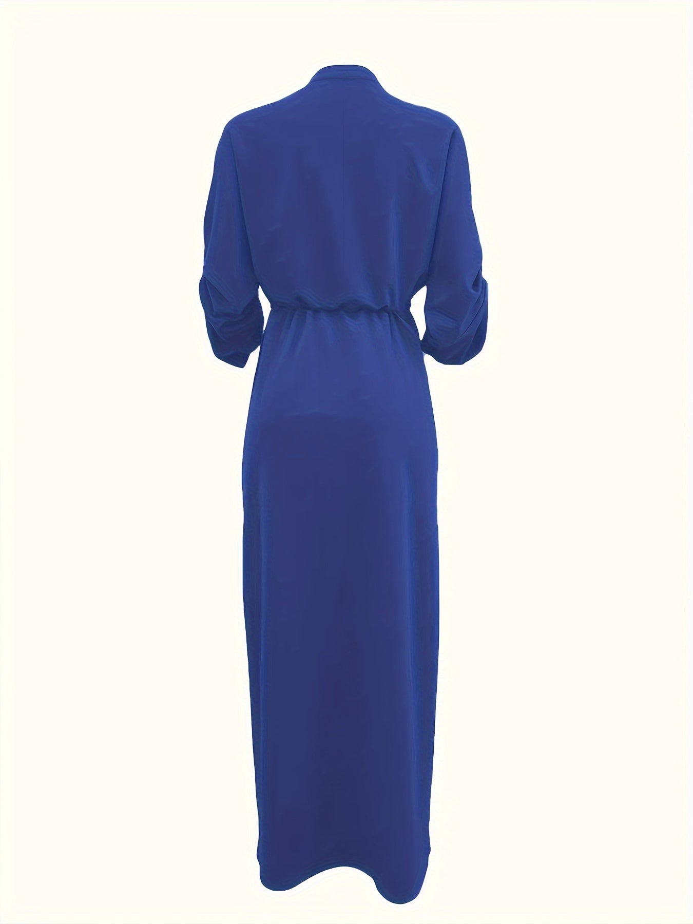Women's Elegant Plain Color Split Dress with Pull-String Detail