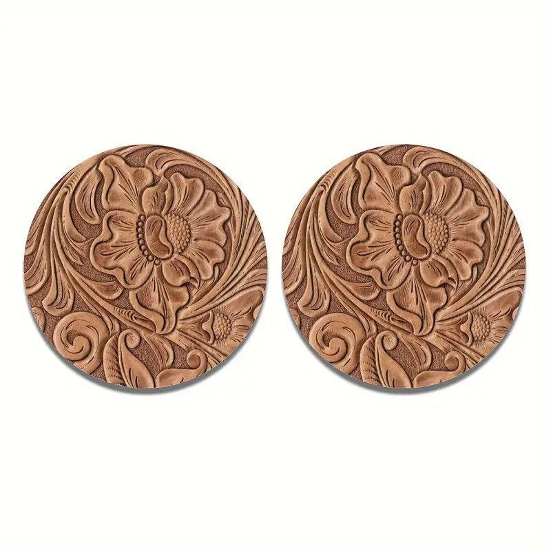 Set of 2 Round Non-slip Car Coasters for Cup Holders, Interior Decor Accessories