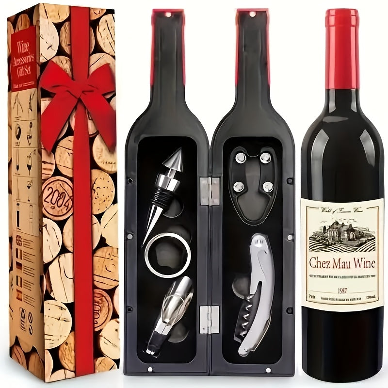Portable Wine Opener Set Metal and Plastic No Electricity Gift for Holidays