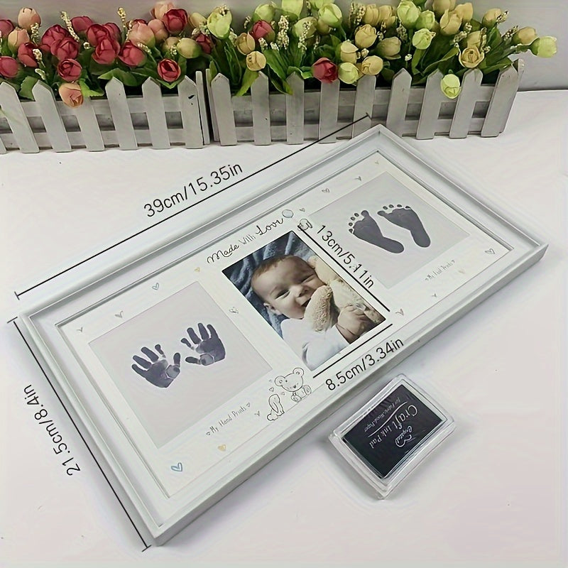 Family Photo Frame for Wall Display with Handprint and Footprint Designs for Milestones