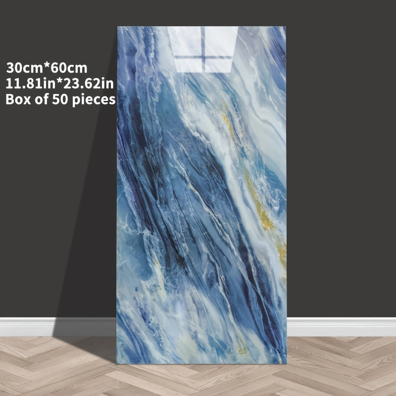 Marble Effect Self-Adhesive Wall Tiles Vinyl Waterproof Easy to Clean for Bathroom Kitchen Living Room Bedroom Pack of 10 20 or 50