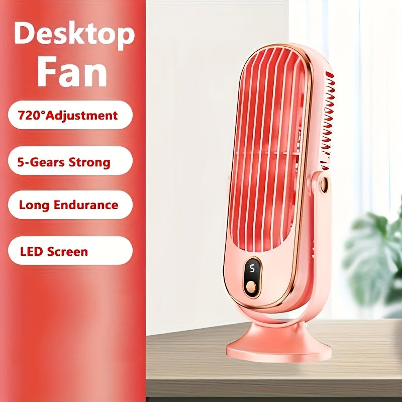 Portable Air Conditioner Fan with Dual Motors, Large Battery, 5-Speed, 720° Surround Air Blower for Office Travel Camping RV