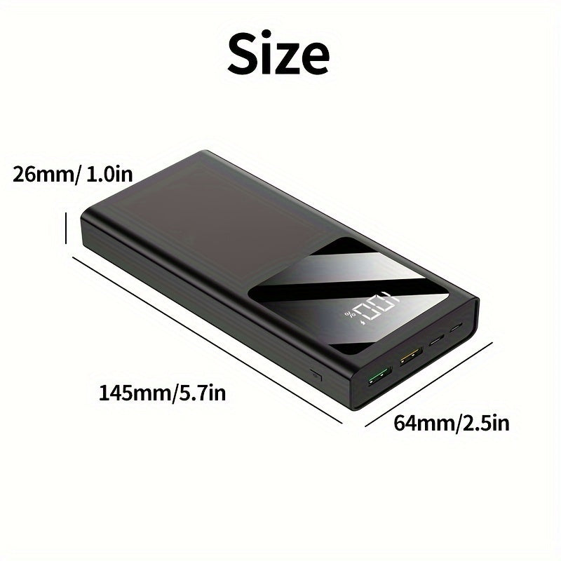 20000mAh Portable Power Bank with 22.5W PD Fast Charging USB Type-C LED Light Dual Power Mode