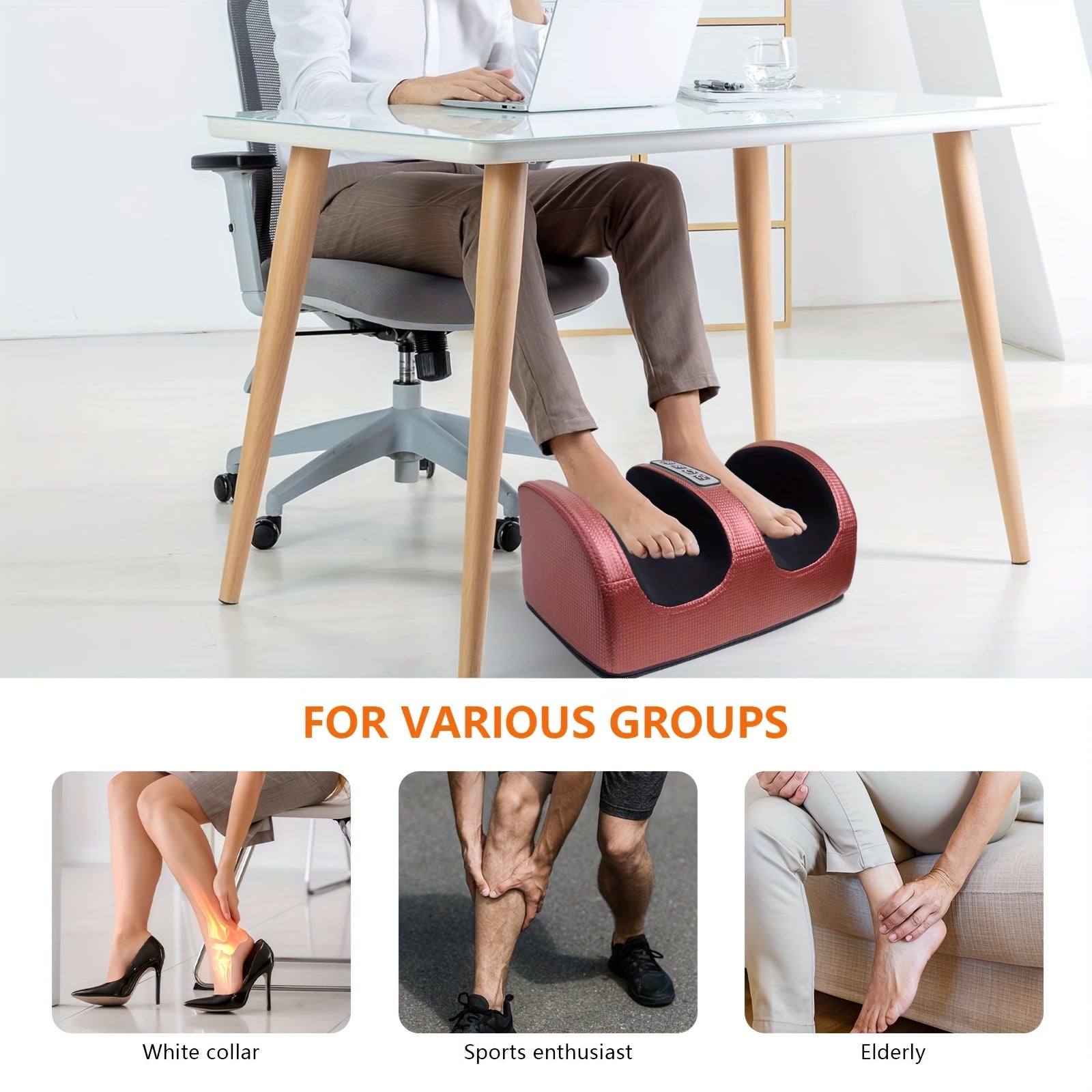 Red Foot Massager with Heating and Multiple Massage Modes for Feet 220V
