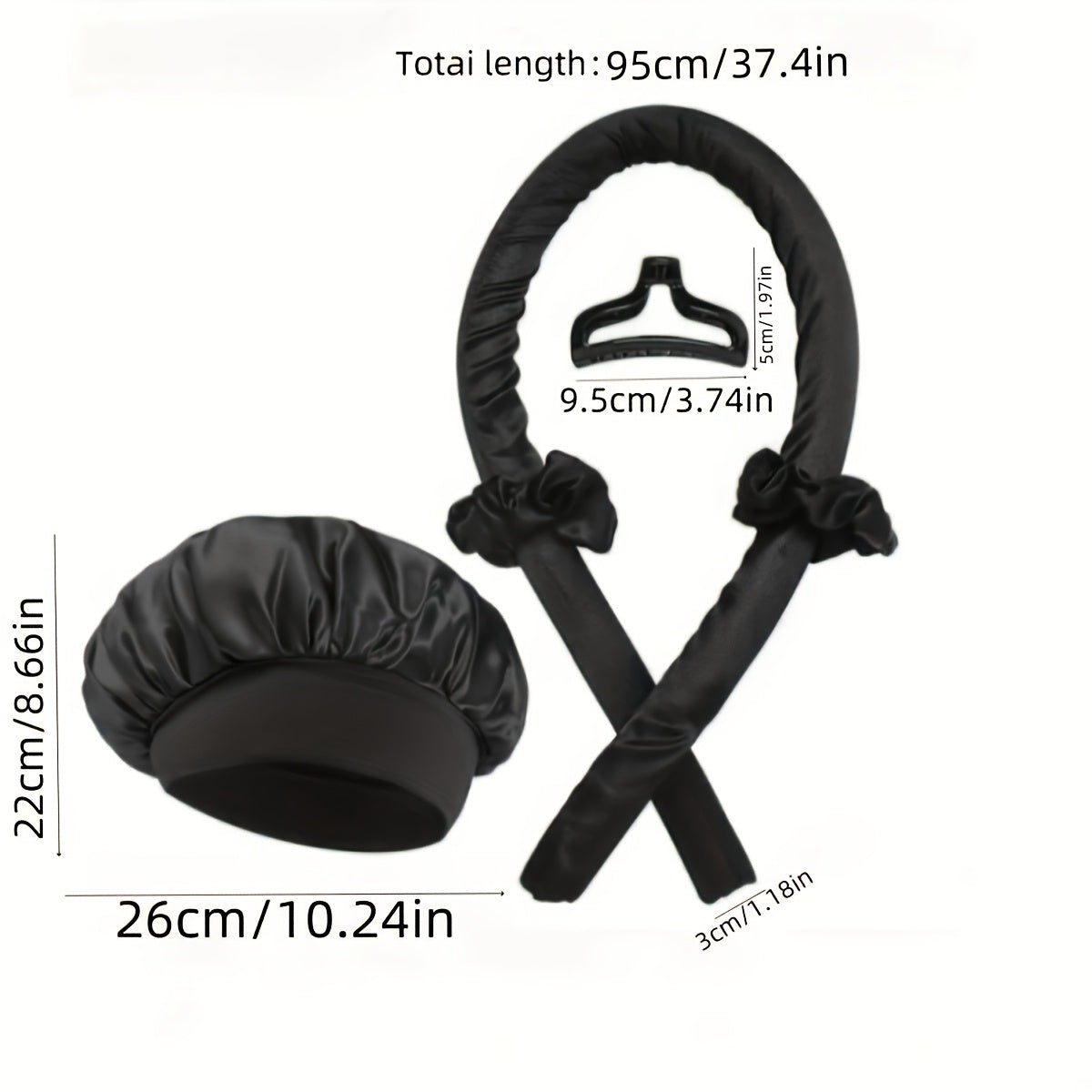 Juego de accesorios para el cabello de mujer, rizador sin calor, gorro de satén para dormir, bandas para el cabello, pinzas de garra, anillos