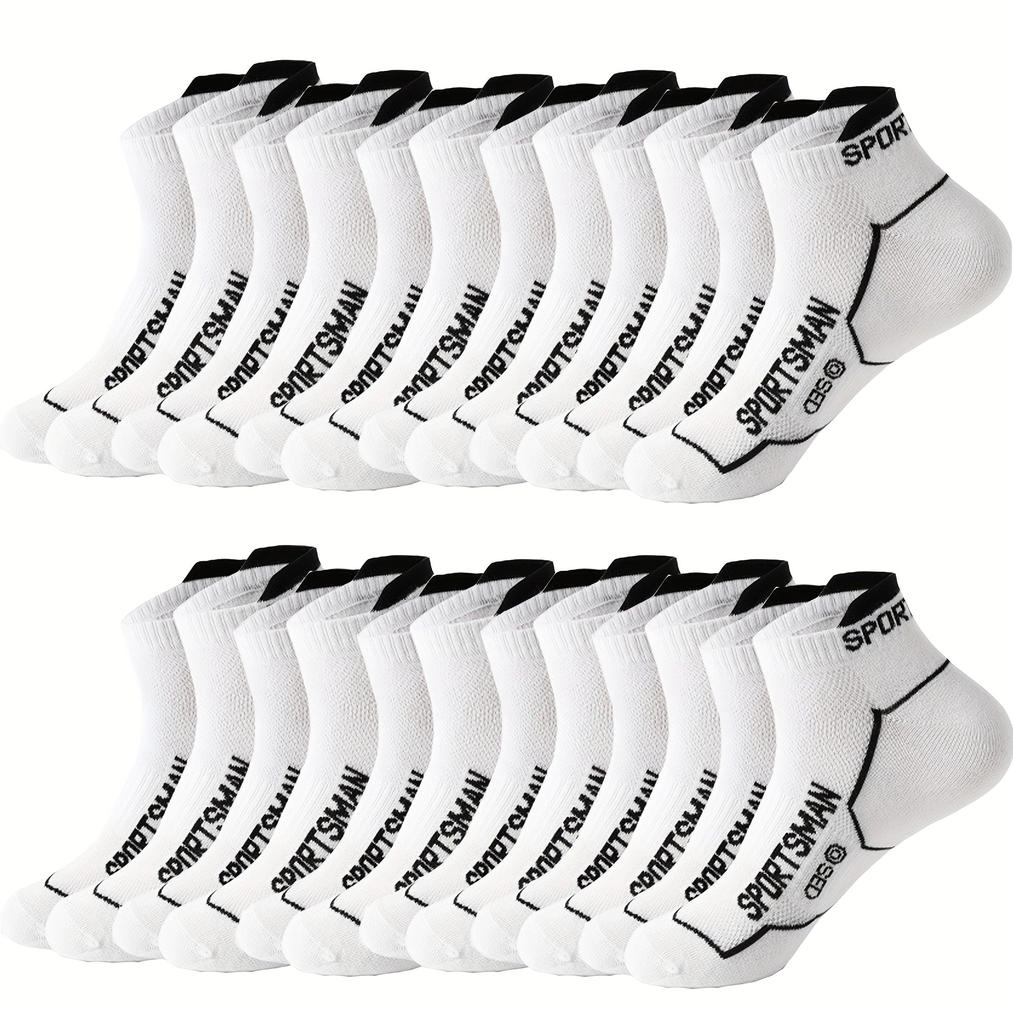 Men's Athletic Crew Socks 12 Pairs Breathable Mesh Sweat-Wicking Polyester Spandex