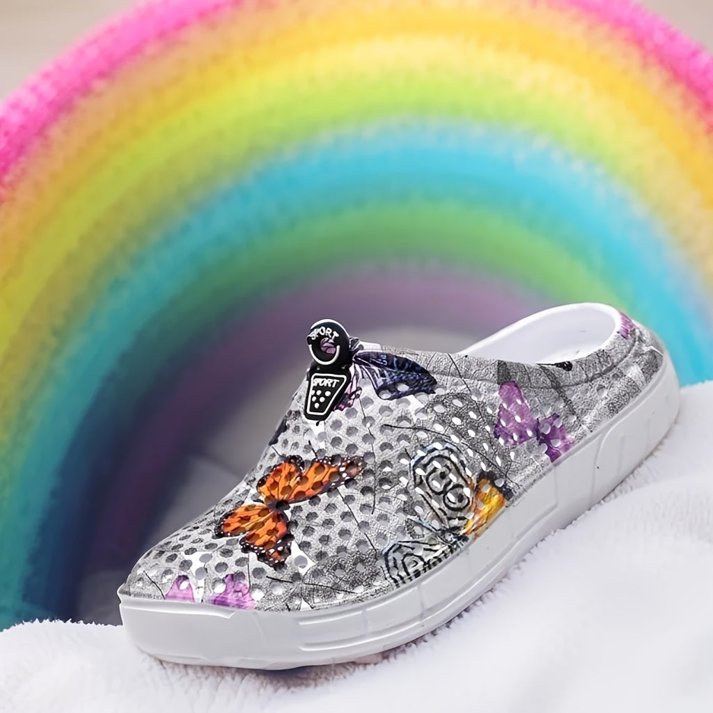 Women's Breathable Butterfly Print Summer Shoes Lightweight EVA Casual Footwear