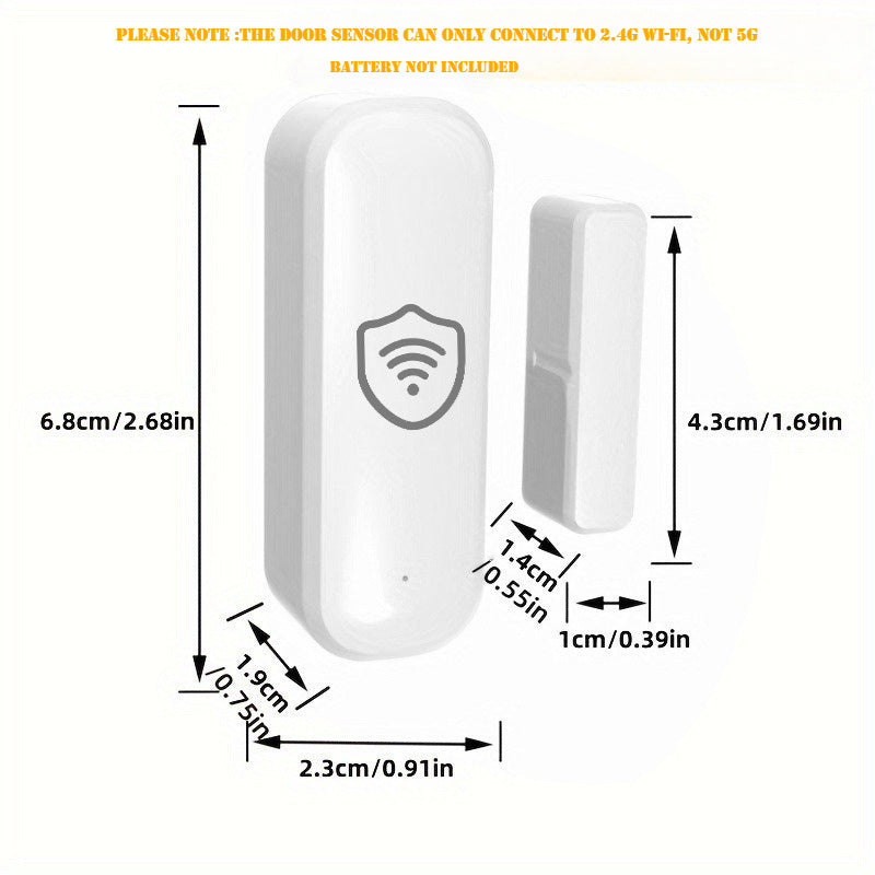 Датчик двери Tuya Smart: WiFi сигнализация безопасности для дверей, окон, холодильников - работает с Alexa и Google Assistant, легкая установка, не требует батарей, дружелюбен к домашним животным, ограждение для ящиков, дом
