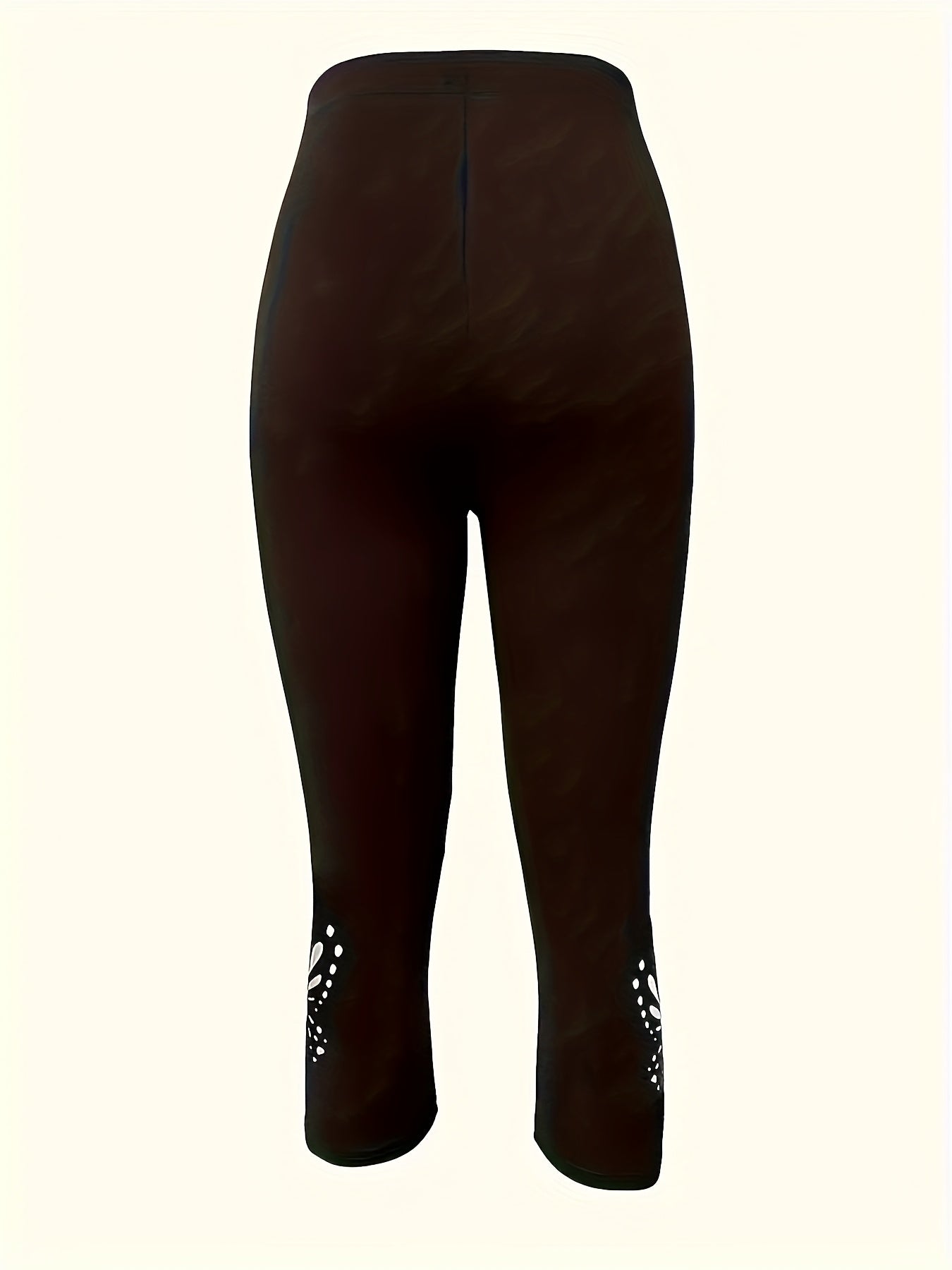 Plus Size Women's Solid Color Fitted Butterfly Hollow Seven-Point Pants