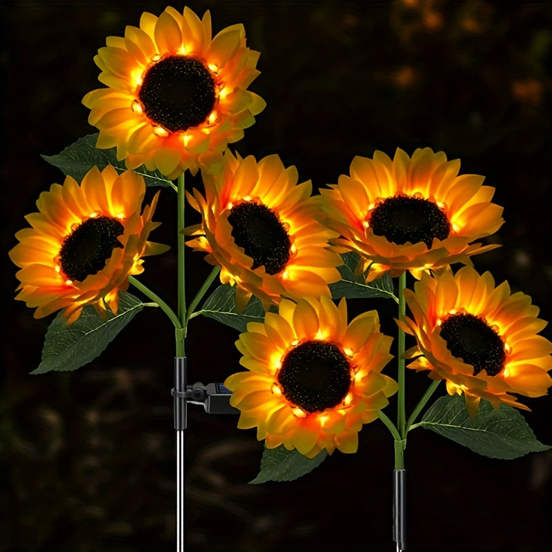 Vibrant Yellow Solar LED Sunflower Ground Stake Light Outdoor Garden Decor