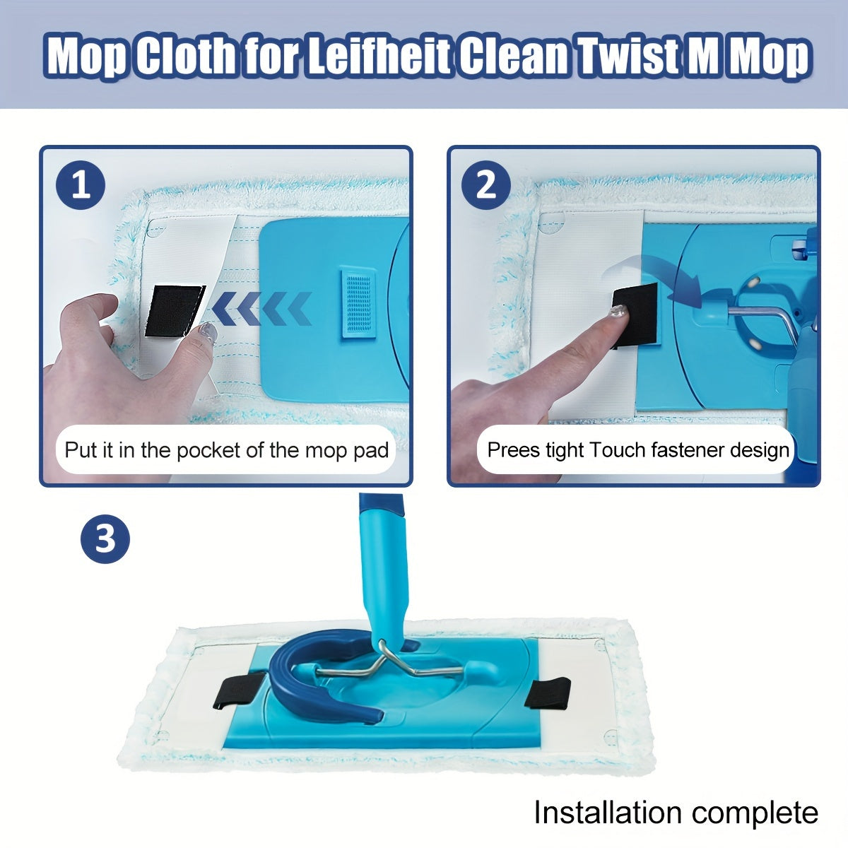 Replacement Microfiber Mop Cloth for Wet and Dry Cleaning, Absorbs Dirt and Water
