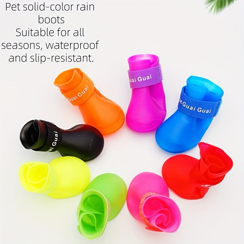 Waterproof Non-Slip Dog Rain Boots for Small to Medium Breeds PVC Soft Sole Adjustable Closure