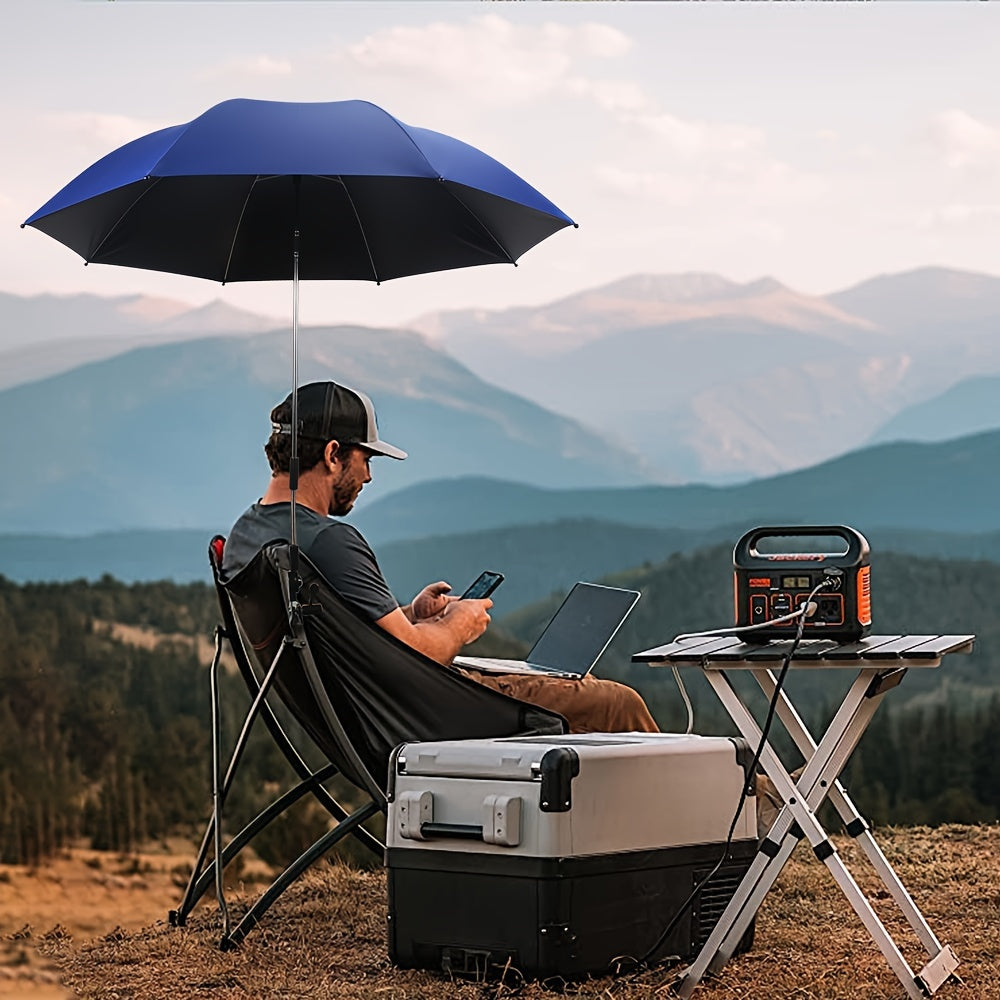 Portable Umbrella with Clamp 360-Degree Swivel Adjustable Height Alloy Steel Frame Blue