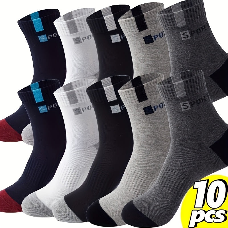 Breathable Sports Crew Socks Men Women Lightweight Knit Polyester with Letter Prints US Size 6-11