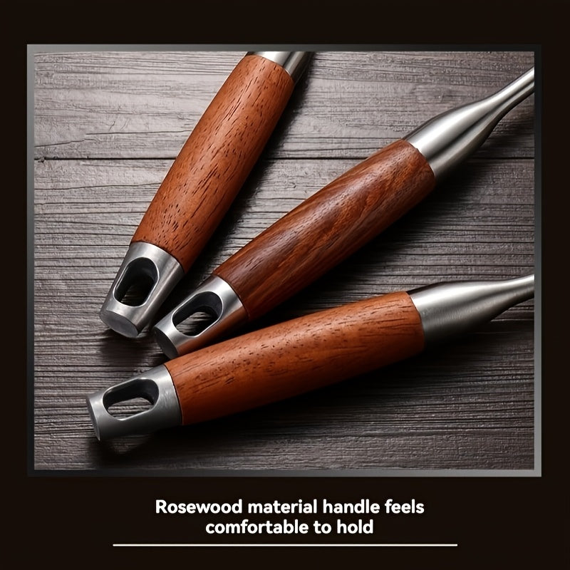 Stainless Steel Fry Skimmer Strainer with Wooden Handle, Dishwasher Safe, 14.1cm-18.29cm