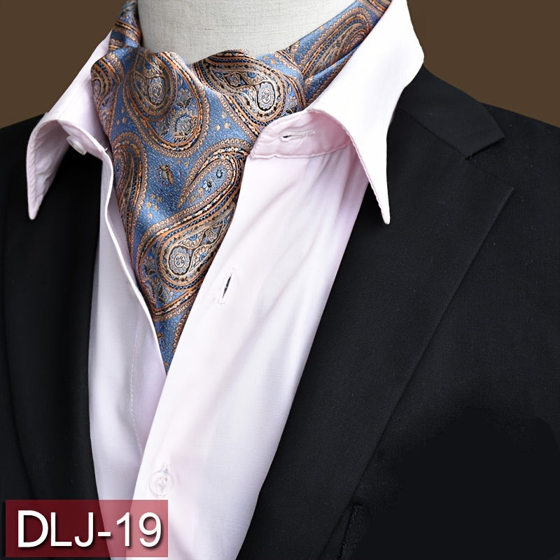 Men's Autumn Winter Double-Layer Paisley Pattern Collared Shirt Scarf for Casual Formal