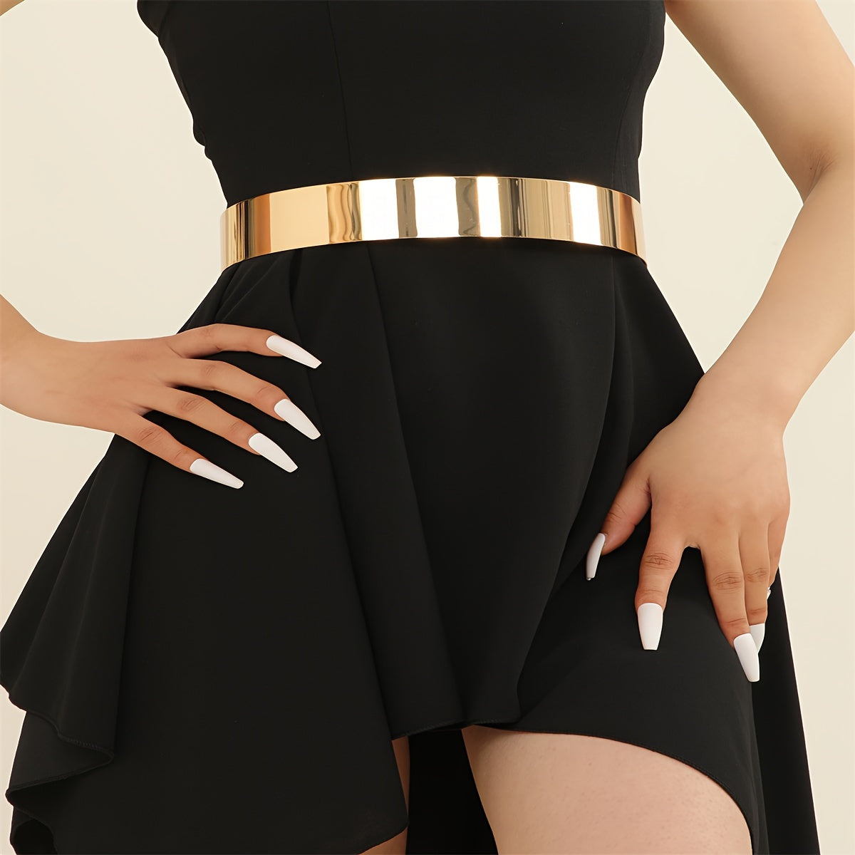 Women's Leather Waist Belt with Gold Embellishment Adjustable Fit for Casual and Formal Wear