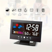Ko'p funksiyali Smart Clock ni taqdim etamiz, unda ovoz bilan boshqariladigan yoritish, raqamli displey, signal, termometr va gygrometr mavjud. U vaqt, sana, haftaning kuni, harorat va namlikni uyda va ofisda kuzatib borish uchun mukammal.