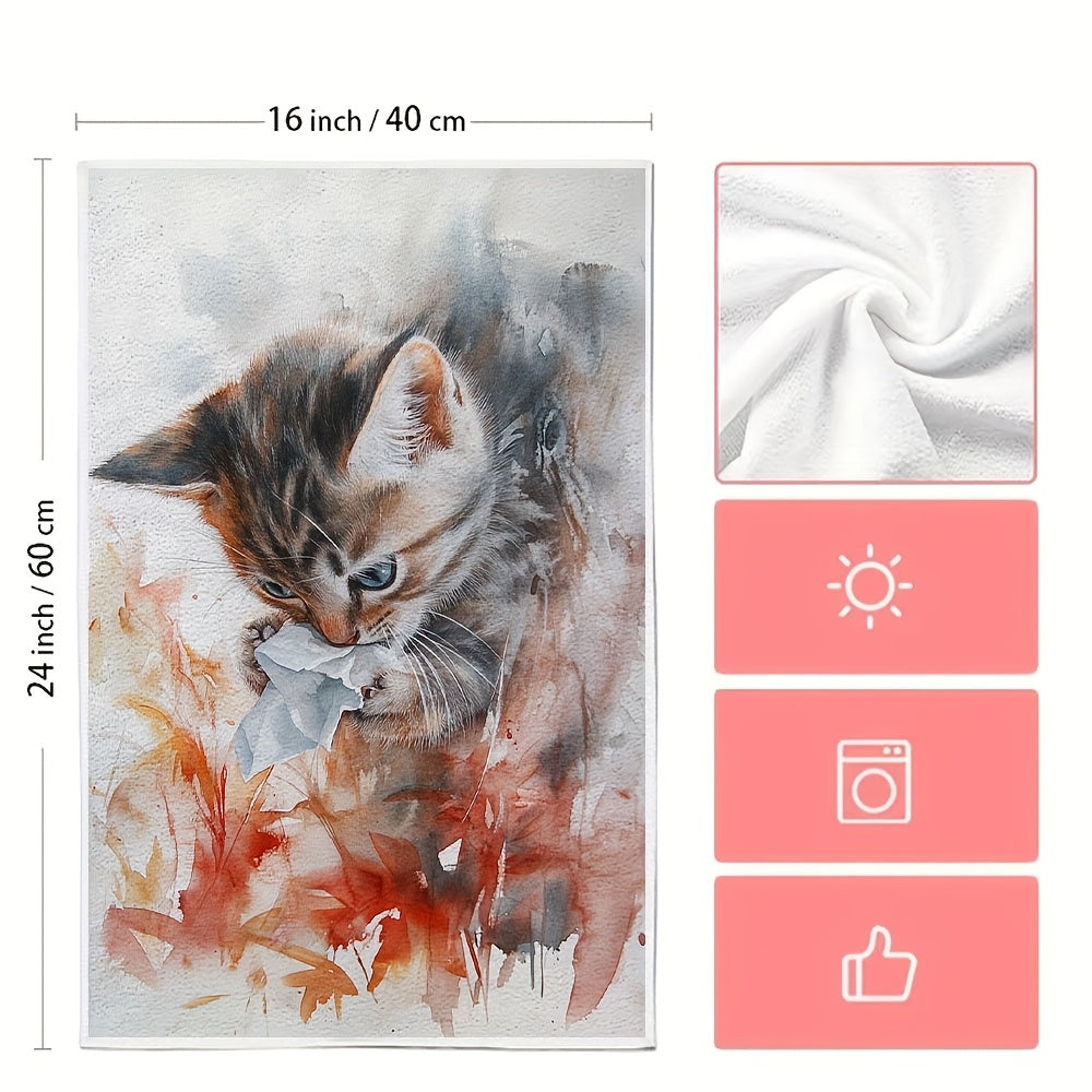 Ultra Soft Kitchen Towels Kitten Tissue Design 40x60cm Absorbent Machine Washable