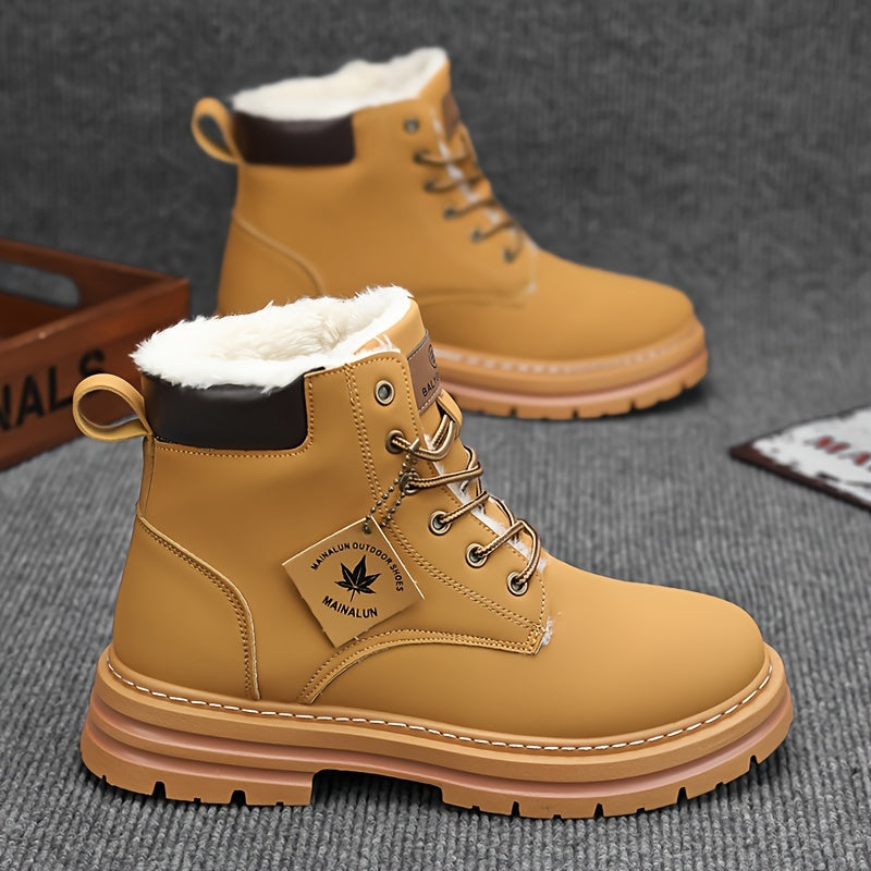 Men's All-Season High-Top Snow Boots with Plush Comfort and Round Toe