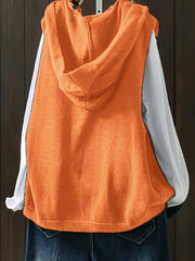 Plus Size Women's Sleeveless Cardigan Vest Solid Color Front Buttons Fall Casual