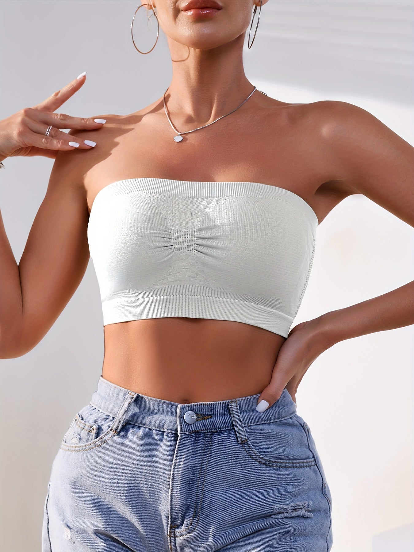 Women's Seamless Non-Slip Wire-Free Bralette Set Black Plus Size