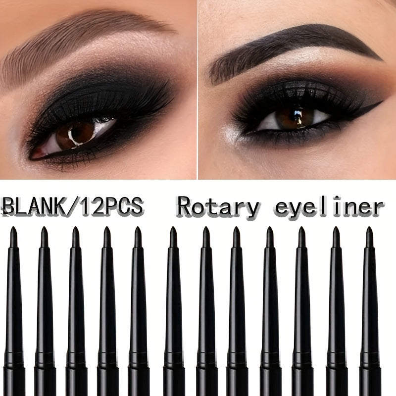 Women's Black Gel Eyeliner Pens Set Waterproof Smudge-Proof 12pcs